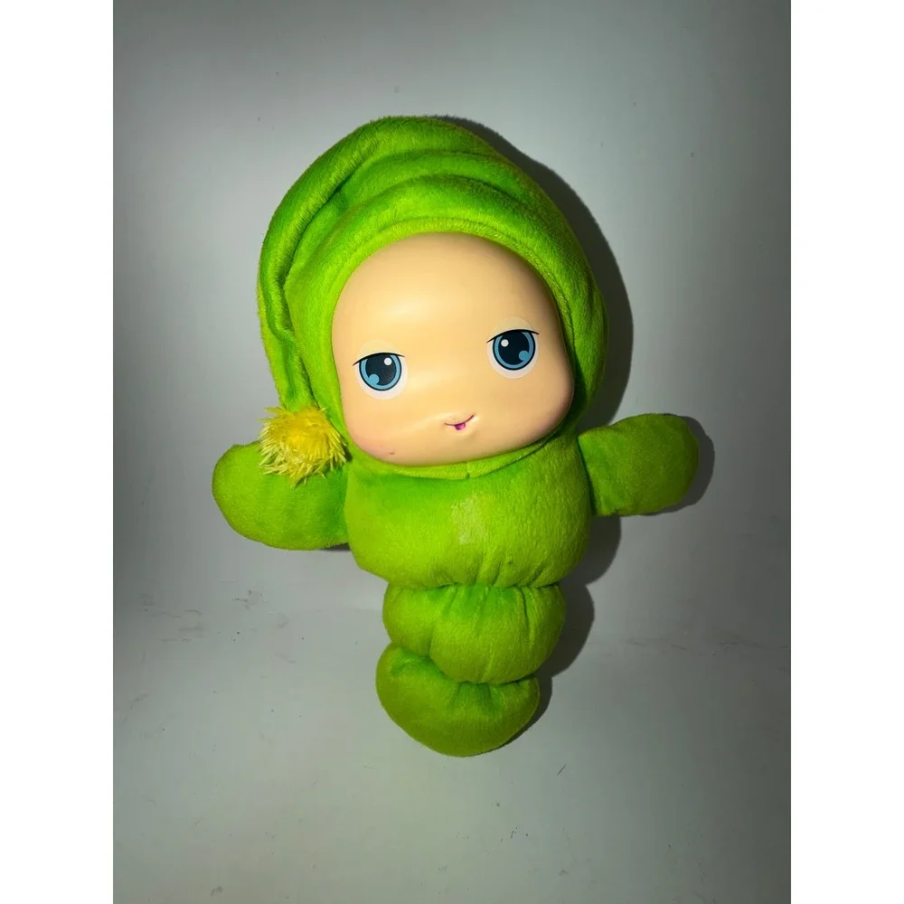 Vintage GlowWorm Plush Green Sleepy Time Toy Vinyl Face Soft Stuffed Animal